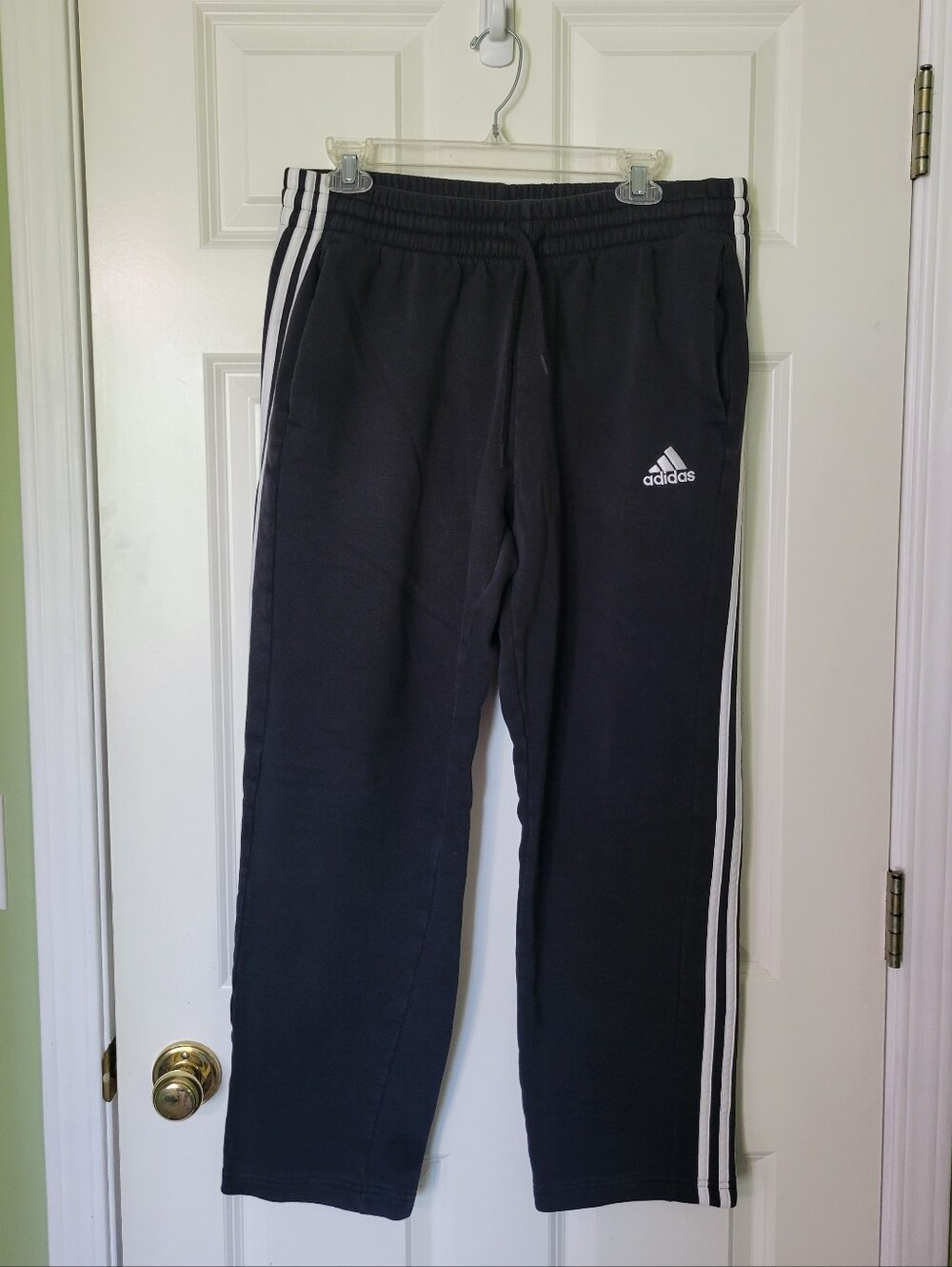 adidas Black Track Pants with White Stripes